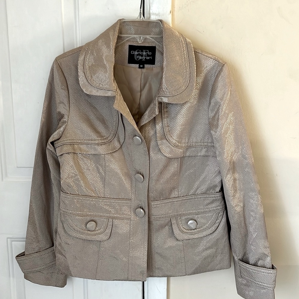Giancarlo Ferrari Vintage Gold Textured Lined‎ Short Jacket Size 10